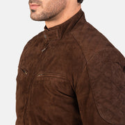 Men's Dark Brown Suede Bomber Leather Jacket: The Vincent