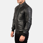 Men's Black Bomber Leather Jacket: The Vincent