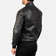 Men's Black Bomber Leather Jacket: The Vincent