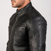 Men's Black Bomber Leather Jacket: The Vincent