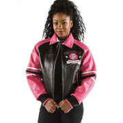 Women's Pelle Pelle Soda Club 1978 Black And Pink Leather Jacket