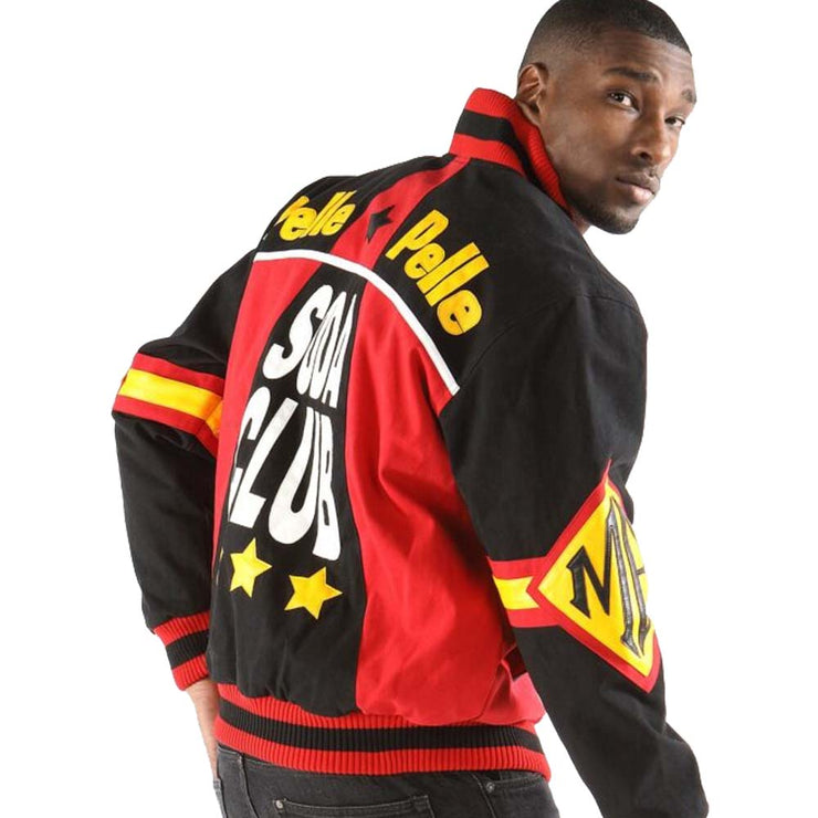 Men's Pelle Pelle Soda Club Throwback Red And Black Jacket