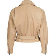 Women's Beige Biker Leather Jacket: The Romola