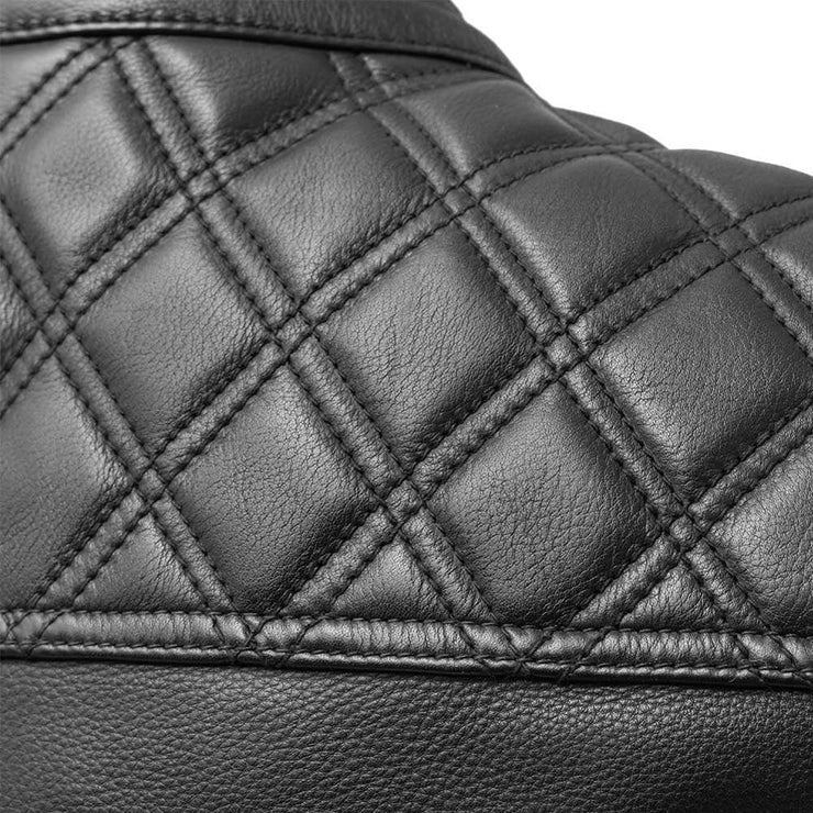 Men's Black Quilted Leather Vest: The Racer