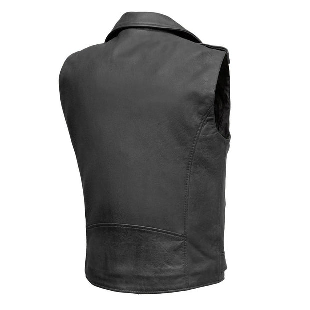 Men's Black Biker Leather Vest: The Sinner