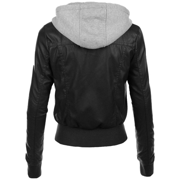 Women's Black Hooded Leather Jacket: The Jenna