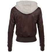 Women's Brown Hooded Leather Jacket: The Jenna