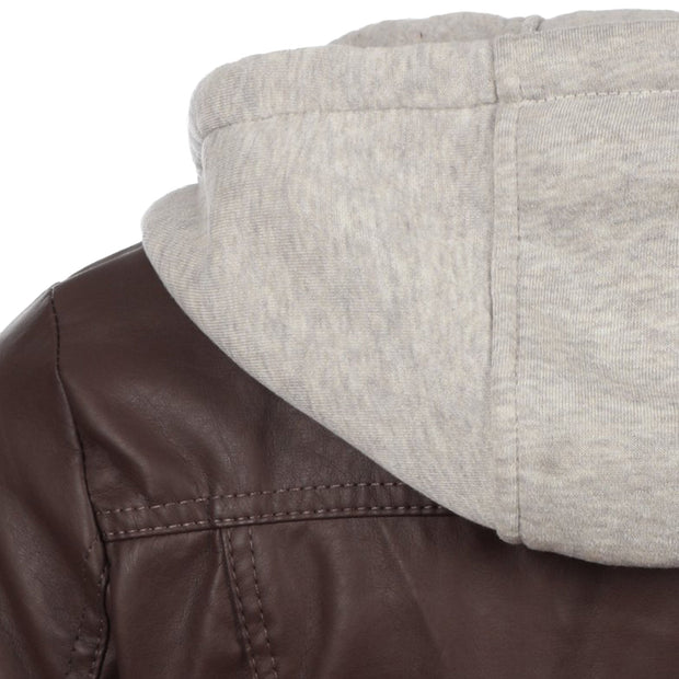 Women's Brown Hooded Leather Jacket: The Jenna