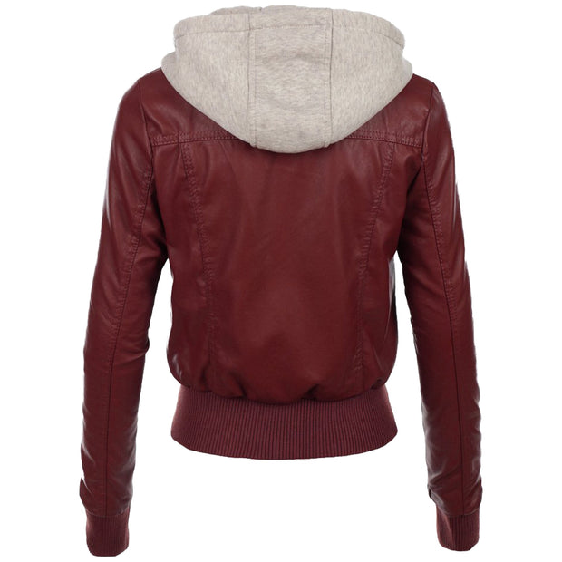 Women's Burgundy Hooded Leather Jacket: The Jenna