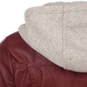 Women's Burgundy Hooded Leather Jacket: The Jenna