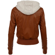 Women's Cognac Hooded Leather Jacket: The Jenna