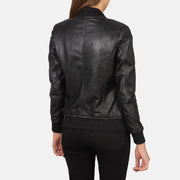 Women's Black Leather Bomber Jacket: The Brooklyn