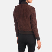 Women's Brown Suede Leather Bomber Jacket: The Brooklyn