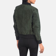 Women's Green Suede Leather Bomber Jacket: The Brooklyn