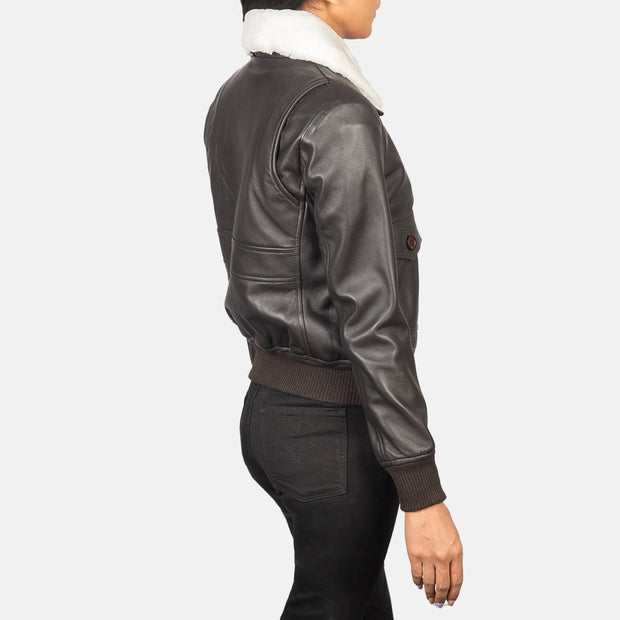 Women's G-1 Brown Leather Bomber Jacket: The Christian