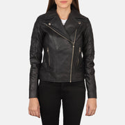 Women's Quilted Black Biker Jacket: The Delilah