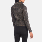 Women's Quilted Distressed Brown Biker Jacket: The Delilah