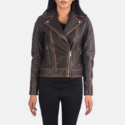 Women's Quilted Vintage Brown Biker Jacket: The Delilah