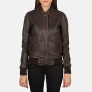 Women's A2 Vintage Brown Leather Bomber Jacket: The Fiorella