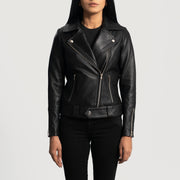 Women's Black Leather Biker Jacket: The Juliette