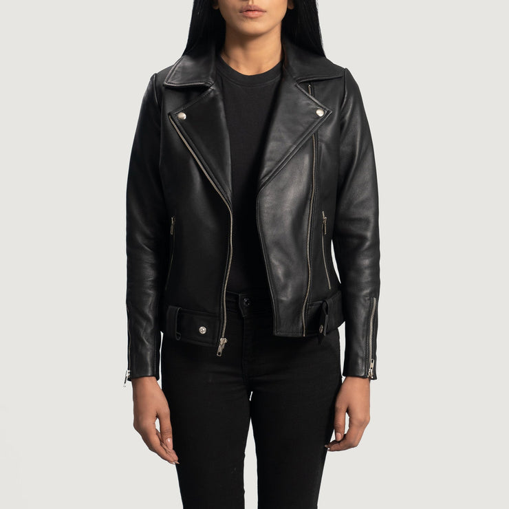 Women's Black Leather Biker Jacket: The Juliette