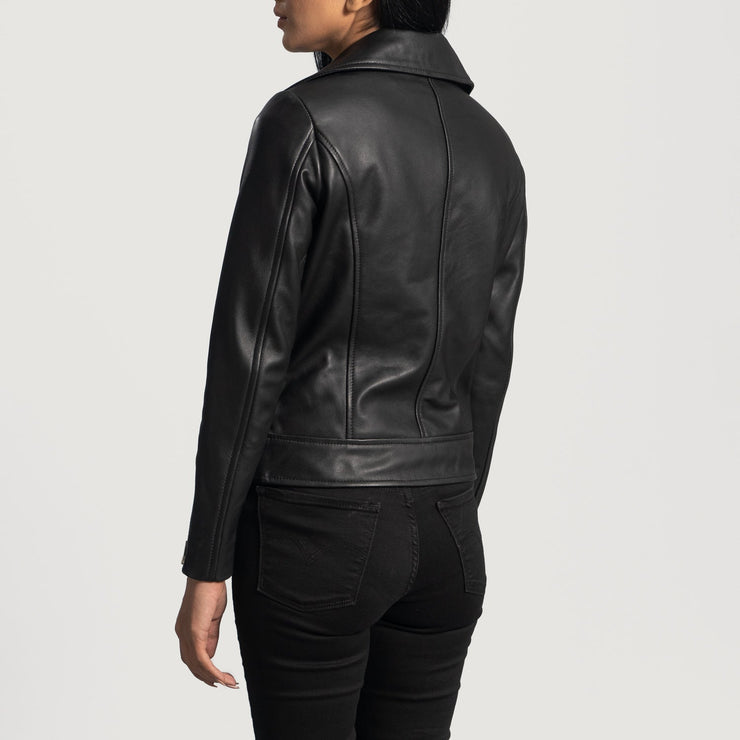 Women's Black Leather Biker Jacket: The Juliette