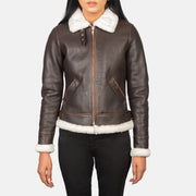 Women's B-3 Vintage Brown Leather Bomber Jacket: The Matilde