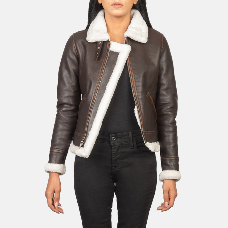 Women's B-3 Vintage Brown Leather Bomber Jacket: The Matilde