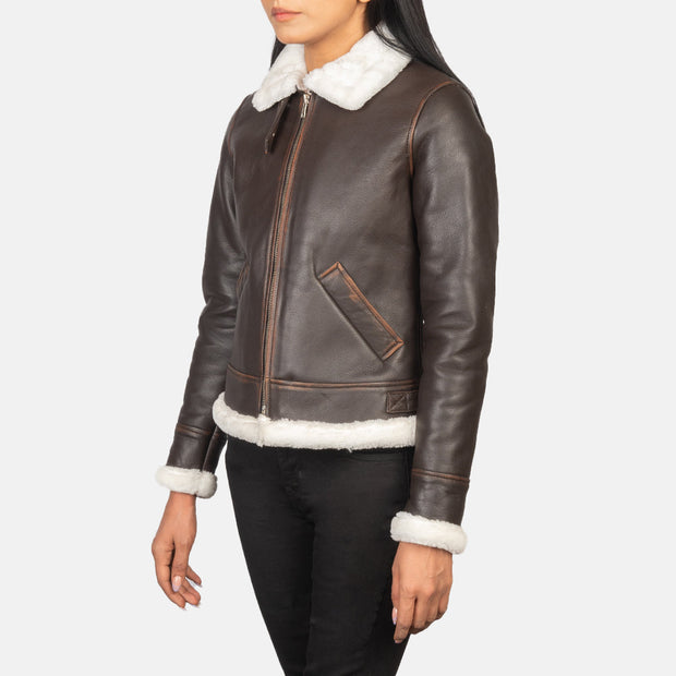 Women's B-3 Vintage Brown Leather Bomber Jacket: The Matilde