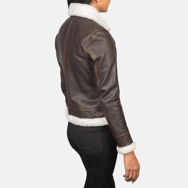 Women's B-3 Vintage Brown Leather Bomber Jacket: The Matilde