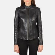 Women's Black Leather Biker Jacket: The Nova