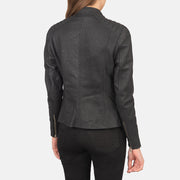 Women's Distressed Black Leather Biker Jacket: The Nova