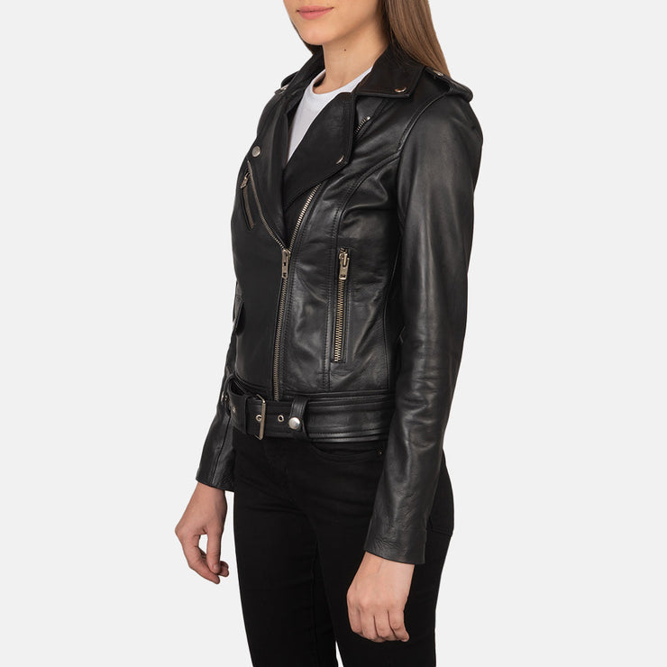 Women’s Black Leather Biker Jacket: The Stella