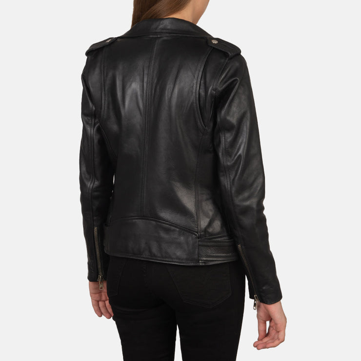 Women’s Black Leather Biker Jacket: The Stella