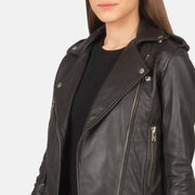 Women's Dark Brown Leather Biker Jacket: The Stella