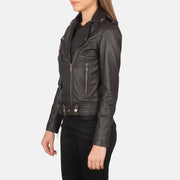 Women's Dark Brown Leather Biker Jacket: The Stella