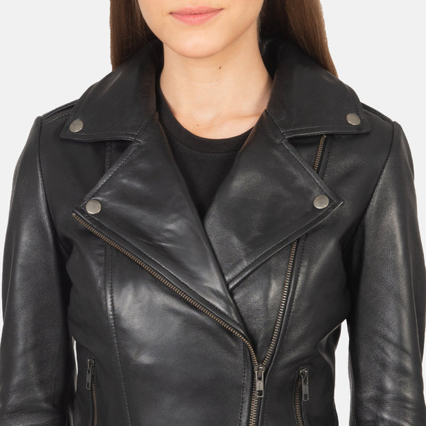 Women's Black Leather Biker Jacket: The Summer