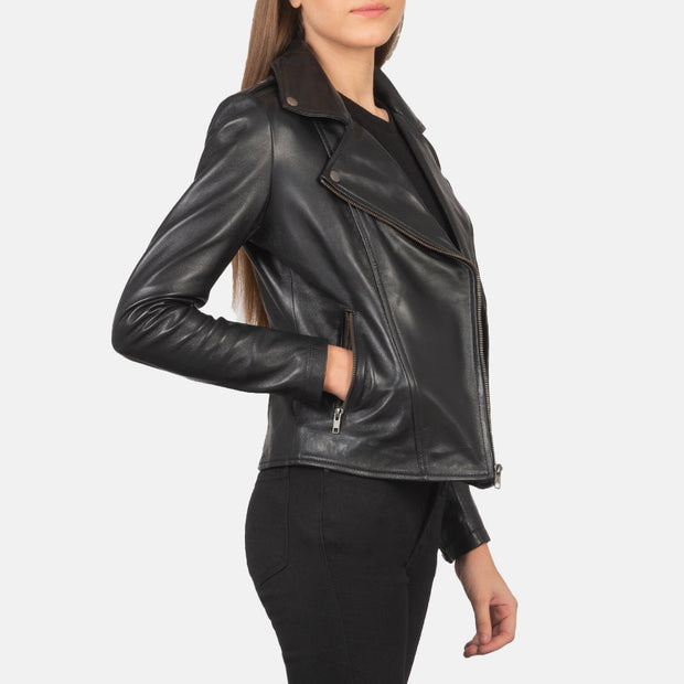 Women's Black Leather Biker Jacket: The Summer