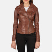 Women's Cognac Leather Biker Jacket: The Summer