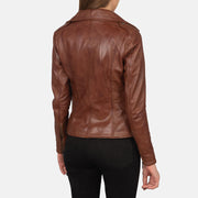 Women's Cognac Leather Biker Jacket: The Summer