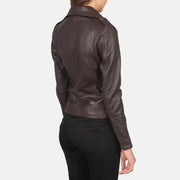 Women's Maroonish Brown Leather Biker Jacket: The Summer