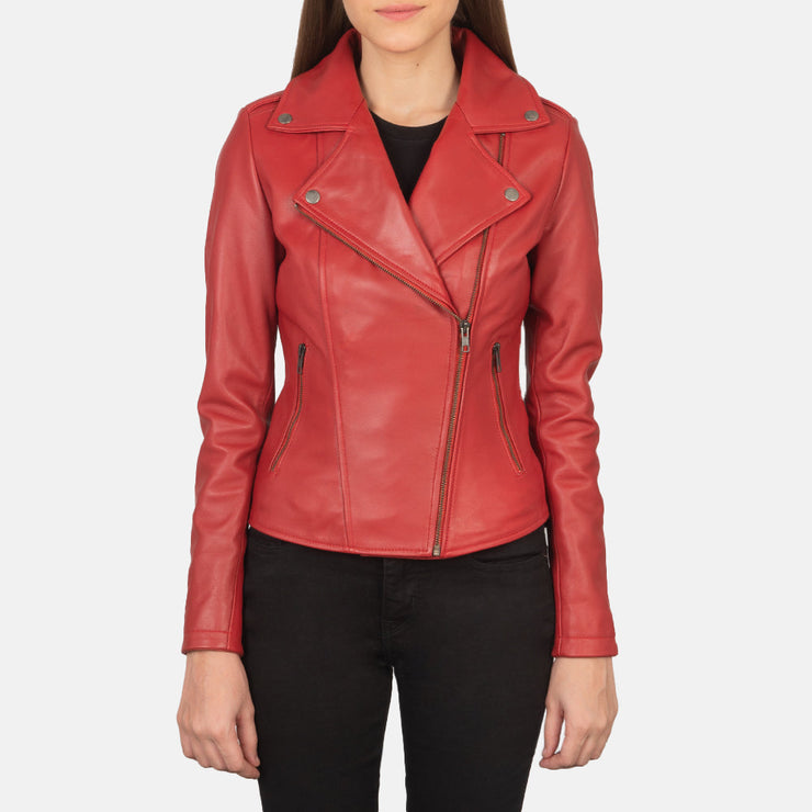 Women's Red Leather Biker Jacket: The Summer