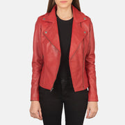 Women's Red Leather Biker Jacket: The Summer