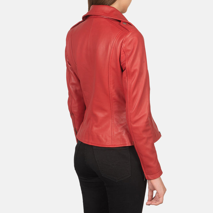 Women's Red Leather Biker Jacket: The Summer