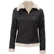 Women's Dark Brown Shearling Leather Jacket: The Rosa