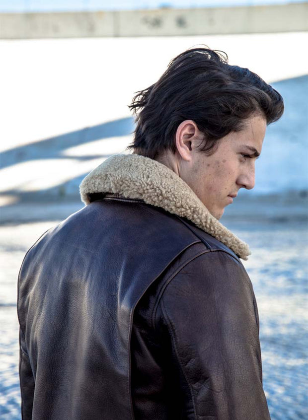 Men's Naked Buffalo Brown Bomber Flight Jacket: The Bruce