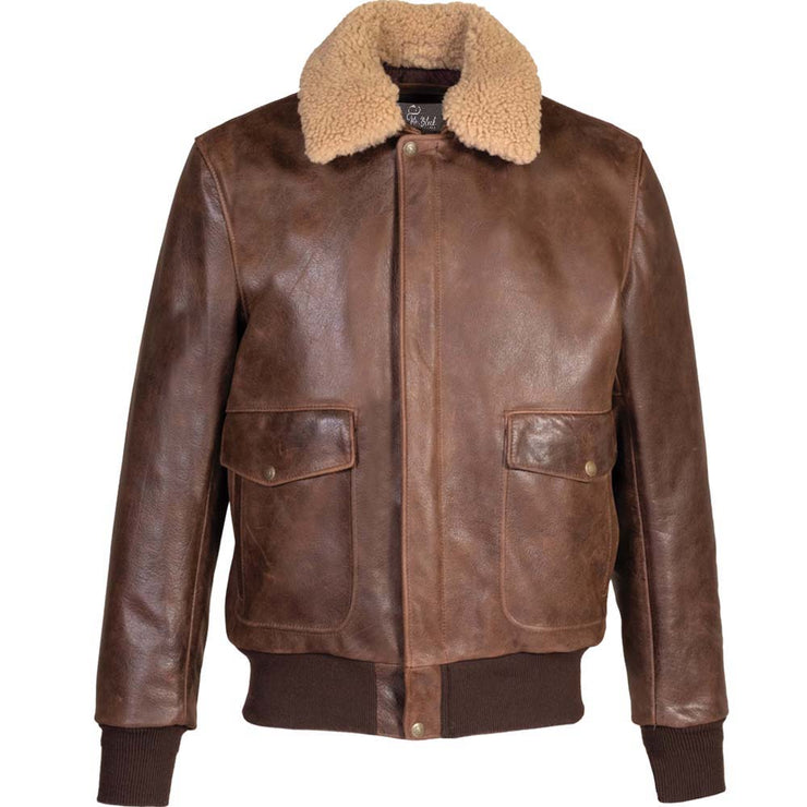 Men's Naked Buffalo Brown Bomber Flight Jacket: The Bruce