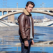 Men's Naked Buffalo Brown Bomber Flight Jacket: The Bruce