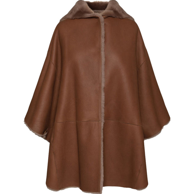 Women's Luxurious Brown Wool Cape With Hood : The Evelina