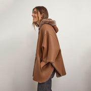 Women's Luxurious Brown Wool Cape With Hood : The Evelina